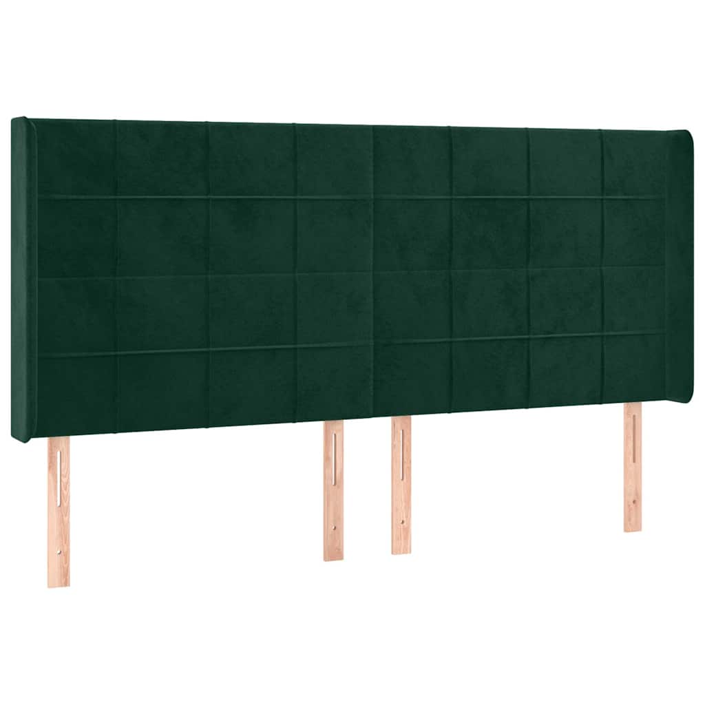 LED uzglavlje tamnozeleno 183 x 16 x 118/128 cm baršunasto