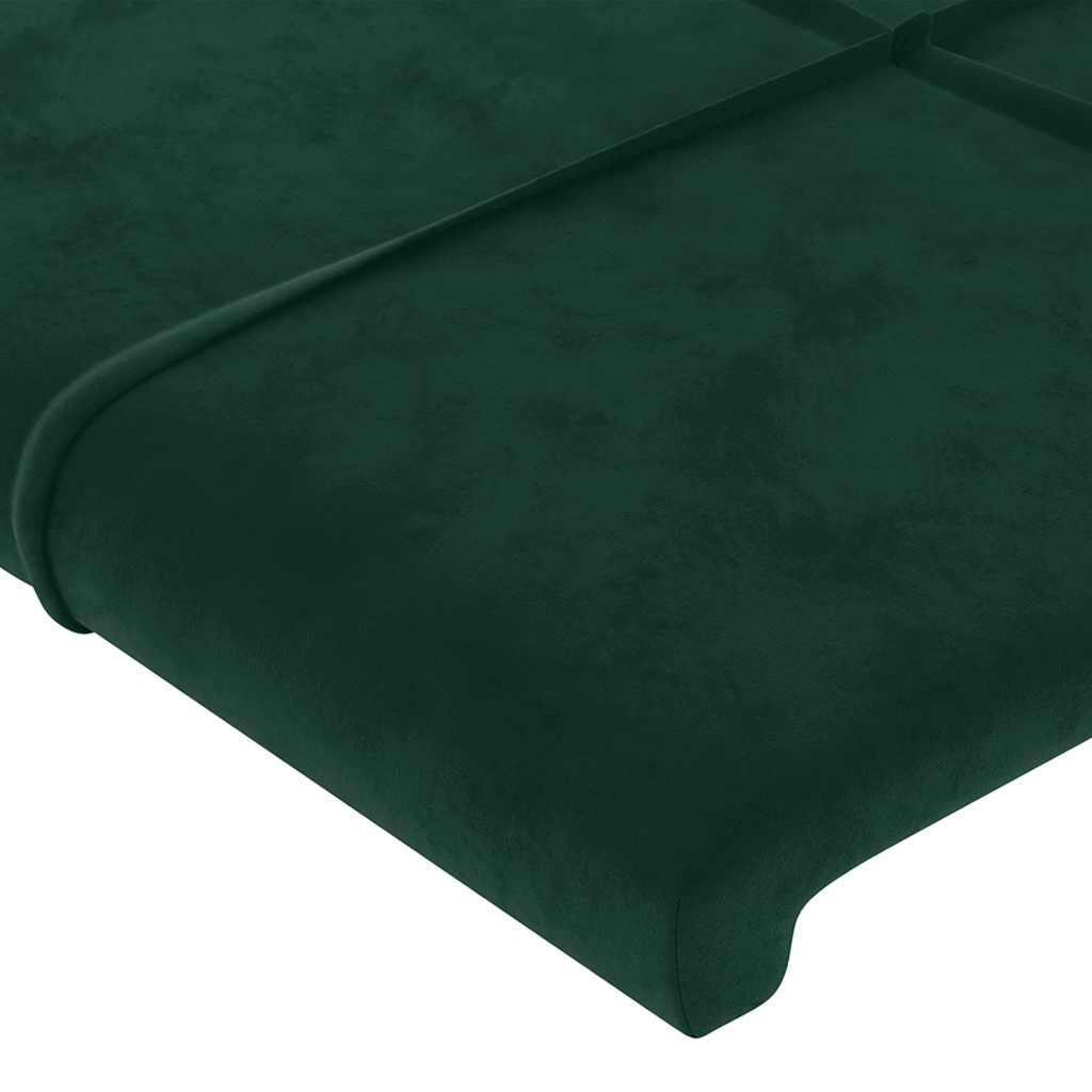 LED uzglavlje tamnozeleno 183 x 16 x 118/128 cm baršunasto