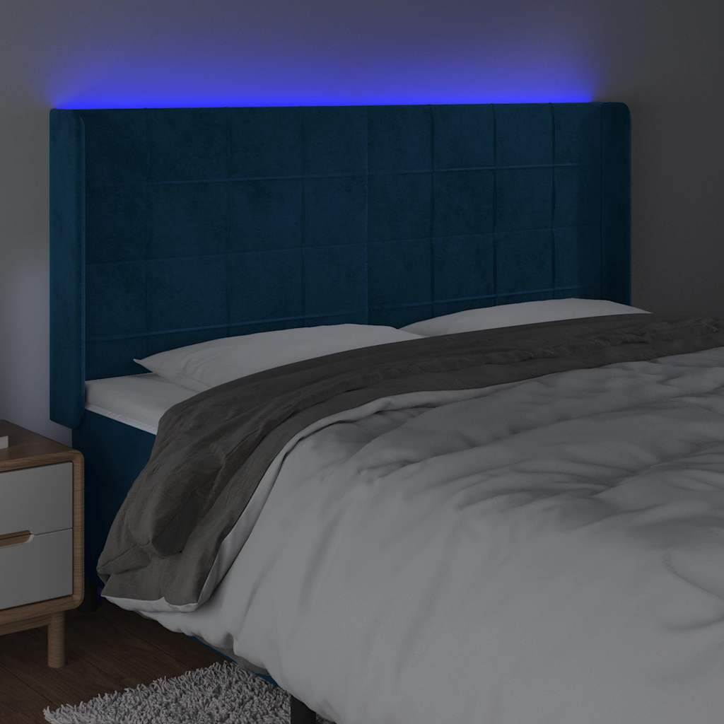 LED uzglavlje tamnoplavo 183 x 16 x 118/128 cm od tkanine