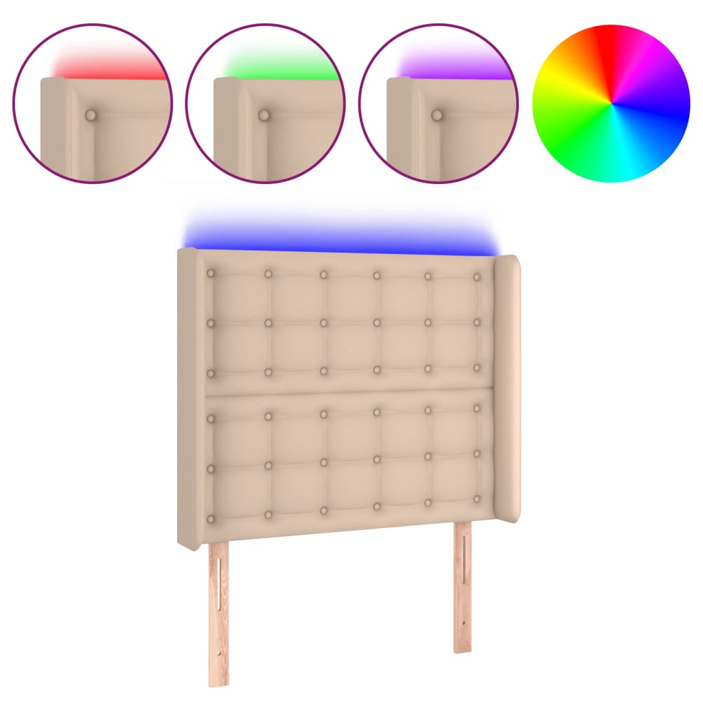 LED uzglavlje boja cappuccina 83x16x118/128 cm od umjetne kože