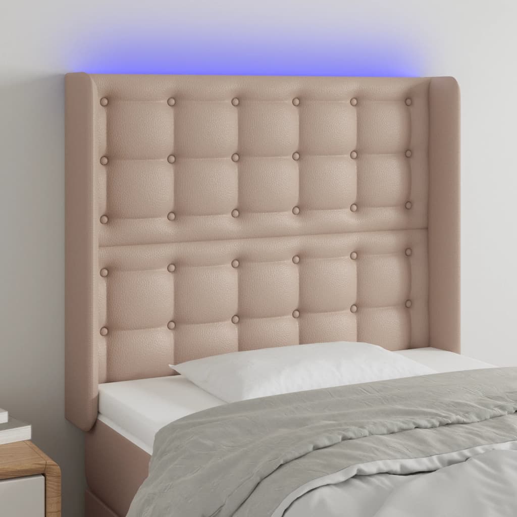 LED uzglavlje boja cappuccina 83x16x118/128 cm od umjetne kože