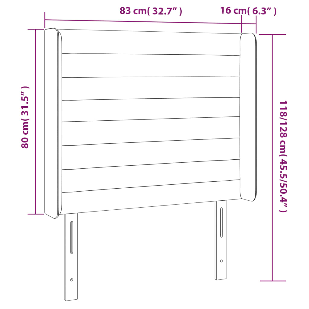 LED uzglavlje tamnosivo 83 x 16 x 118/128 cm od tkanine