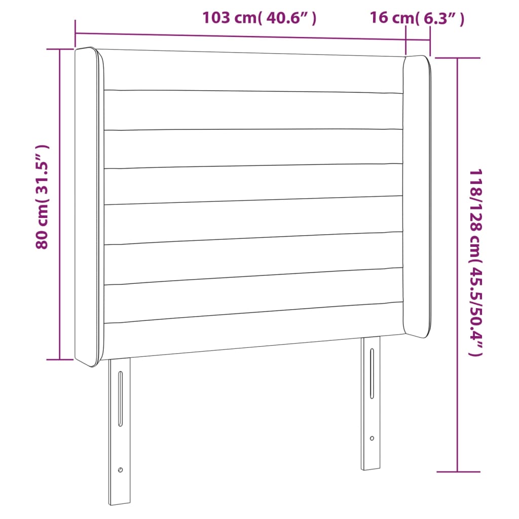 LED uzglavlje svjetlosivo 103 x 16 x 118/128 cm od tkanine