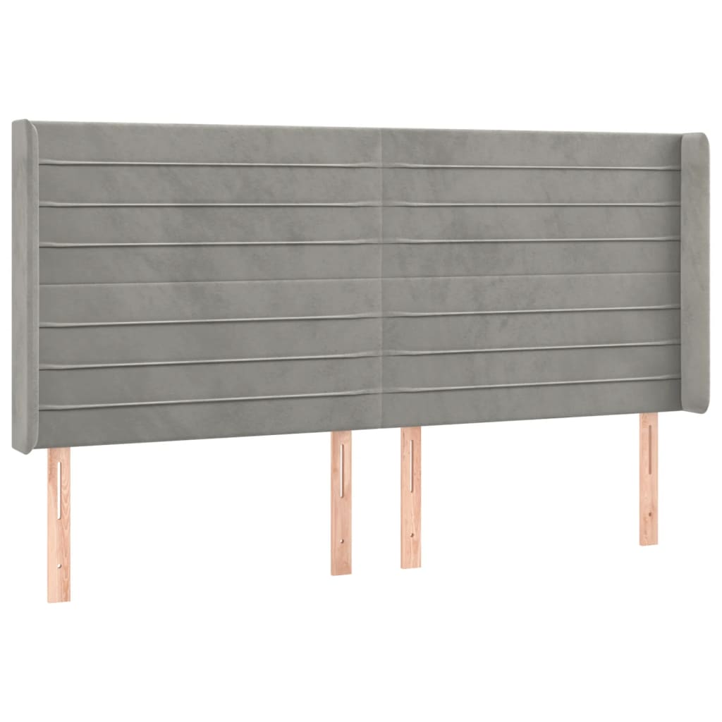 LED uzglavlje svjetlosivo 163 x 16 x 118/128 cm baršunasto