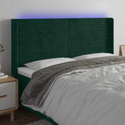 LED uzglavlje tamnozeleno 183 x 16 x 118/128 cm baršunasto