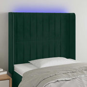 LED uzglavlje tamnozeleno 93x16x118/128 cm baršunasto