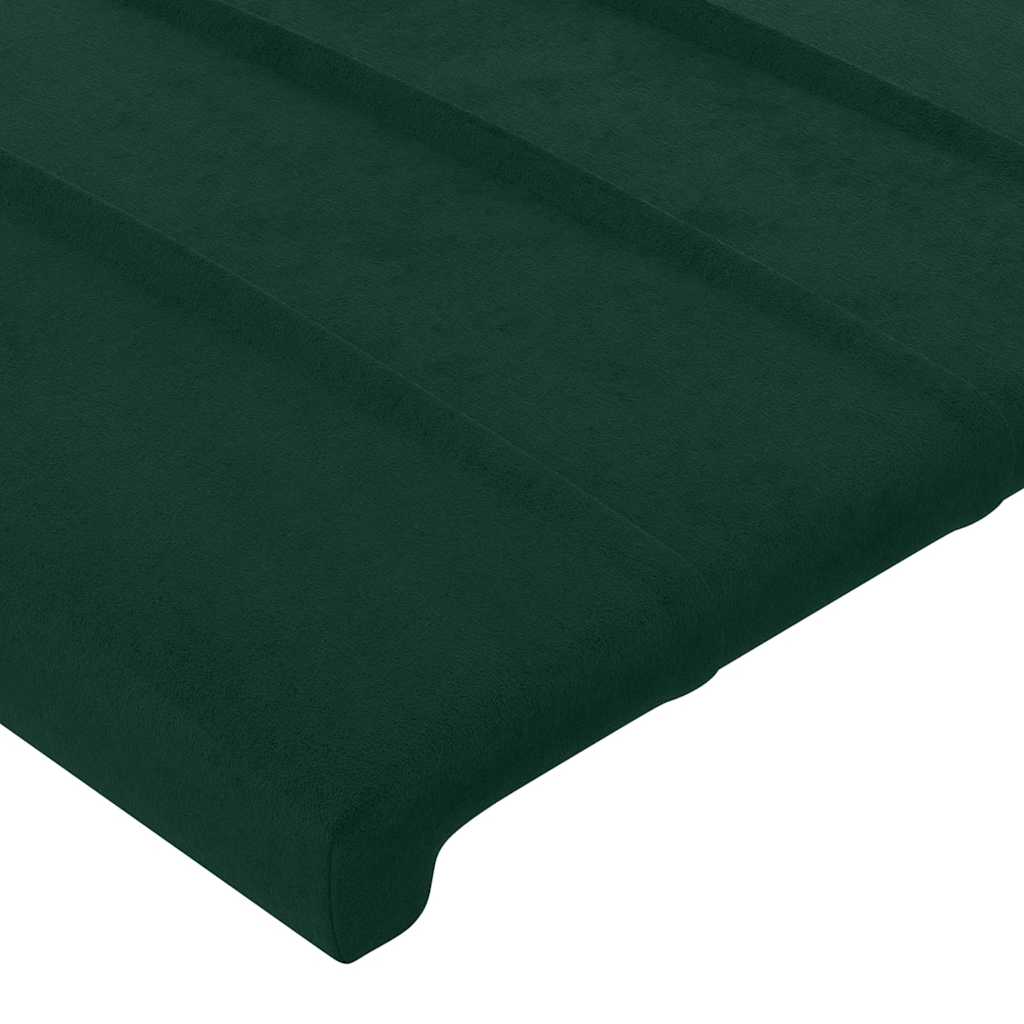 LED uzglavlje tamnozeleno 203 x 16 x 118/128 cm baršunasto