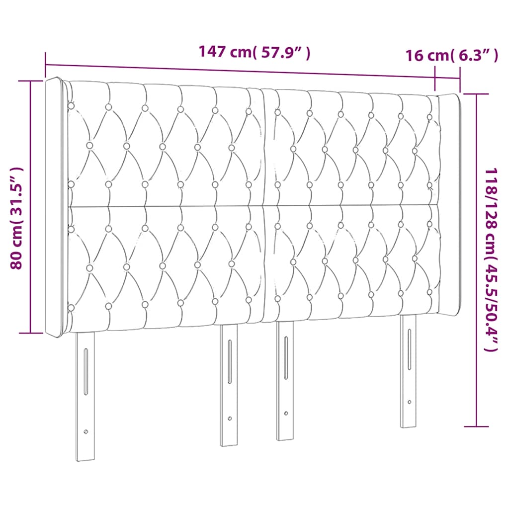 LED uzglavlje tamnozeleno 147x16x118/128 cm baršunasto