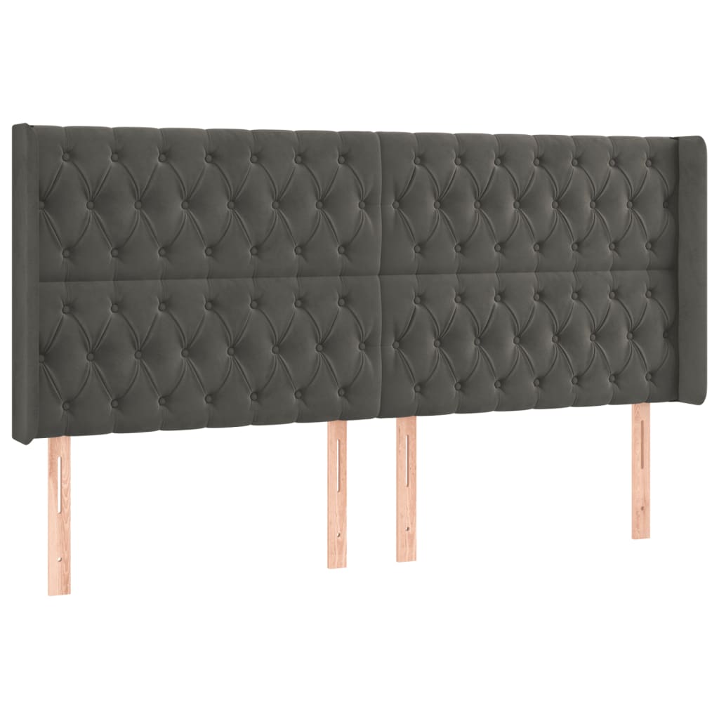 LED uzglavlje tamnosivo 183 x 16 x 118/128 cm baršunasto