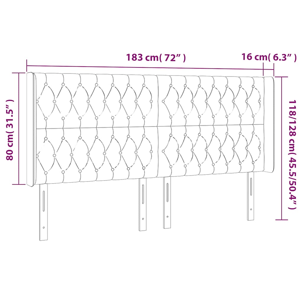 LED uzglavlje tamnozeleno 183 x 16 x 118/128 cm baršunasto