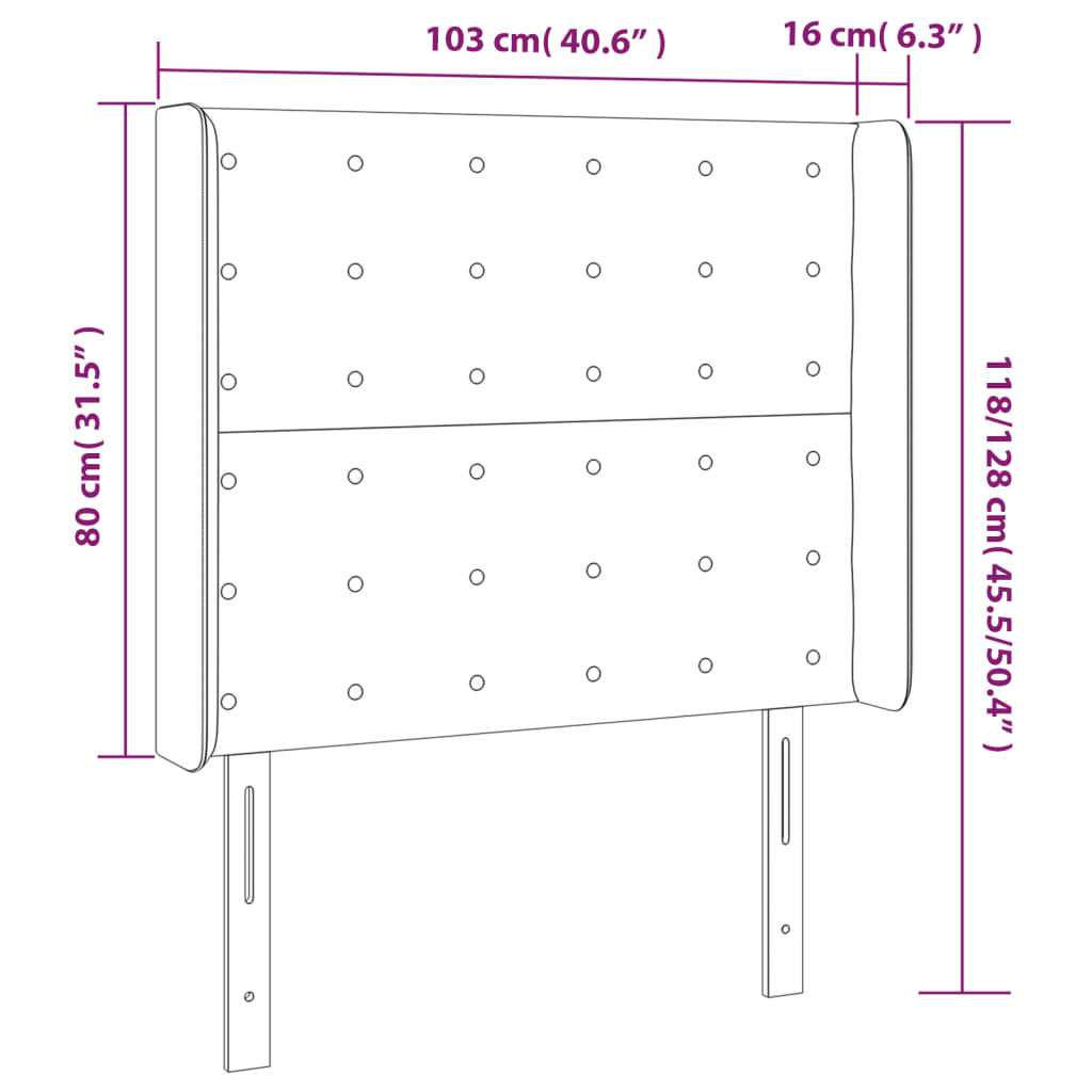 LED uzglavlje svjetlosivo 103 x 16 x 118/128 cm od tkanine