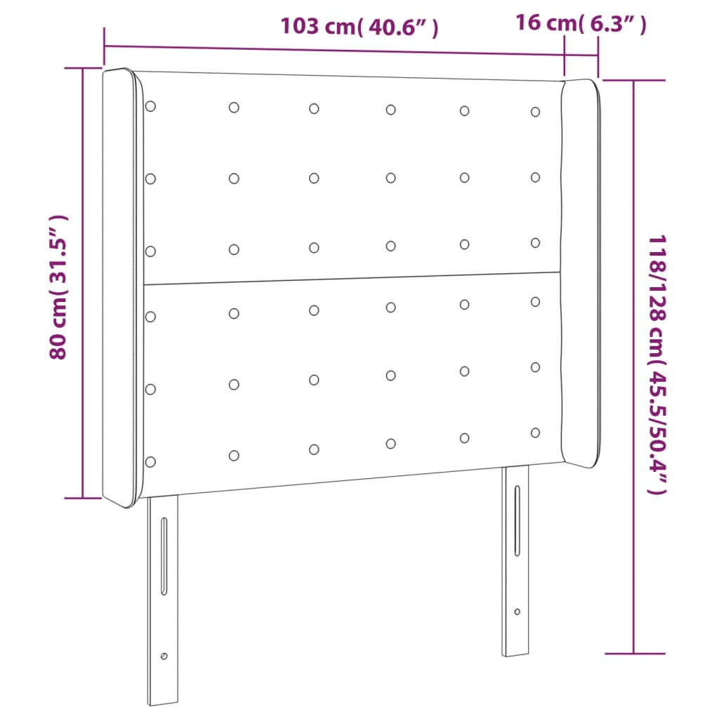 LED uzglavlje smeđesivo 103 x 16 x 118/128 cm od tkanine