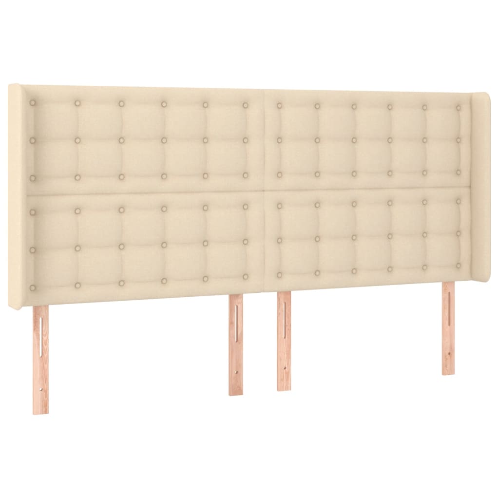 LED uzglavlje krem 203 x 16 x 118/128 cm od tkanine