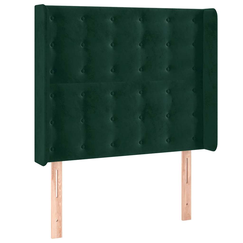 LED uzglavlje tamnozeleno 83x16x118/128 cm baršunasto