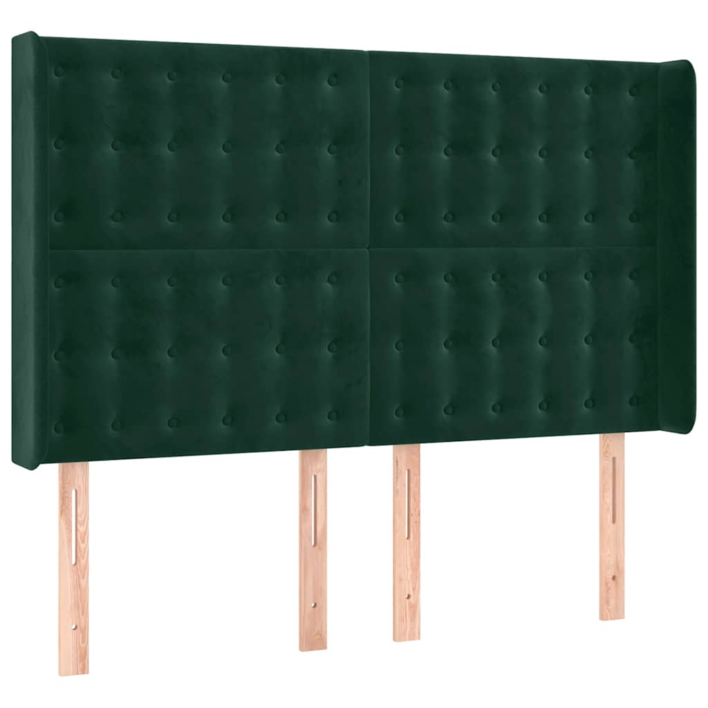 LED uzglavlje tamnozeleno 147x16x118/128 cm baršunasto