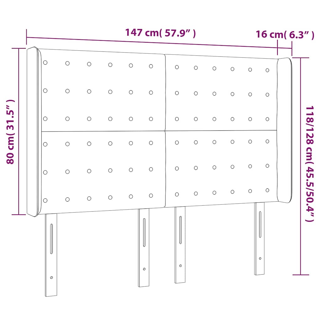 LED uzglavlje tamnozeleno 147x16x118/128 cm baršunasto
