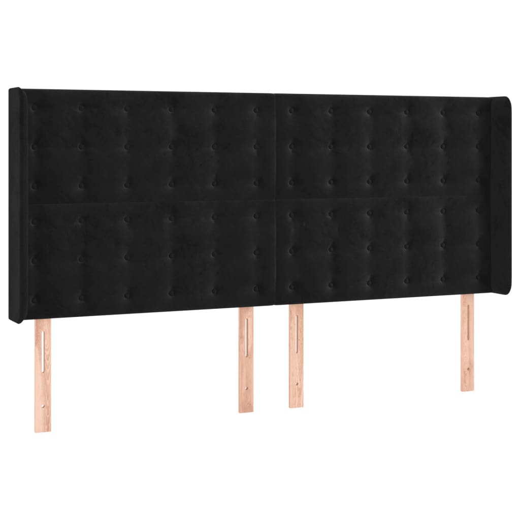 LED uzglavlje crno 203 x 16 x 118/128 cm baršunasto