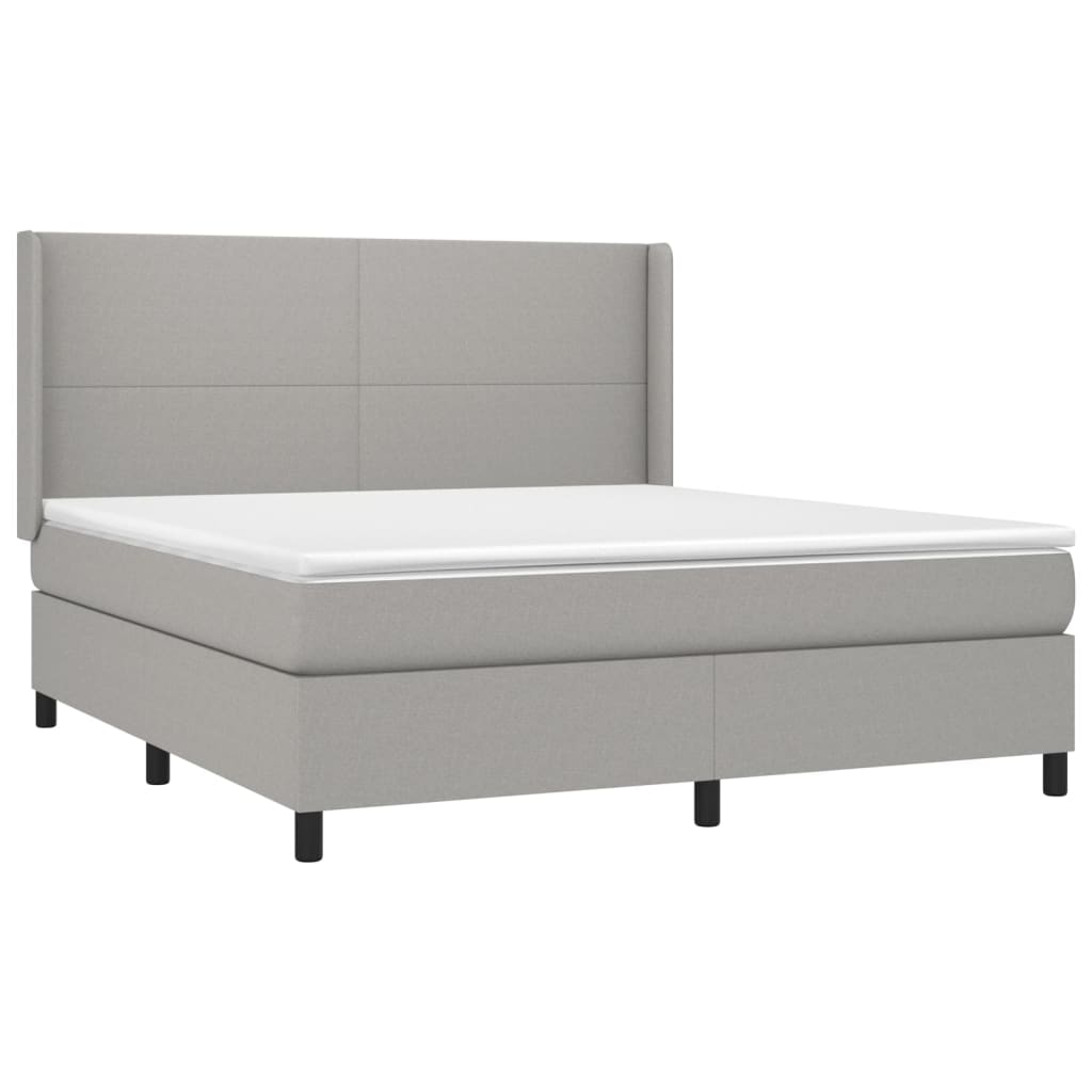 Krevet box spring s madracem LED svjetlosivi 180x200 cm tkanina