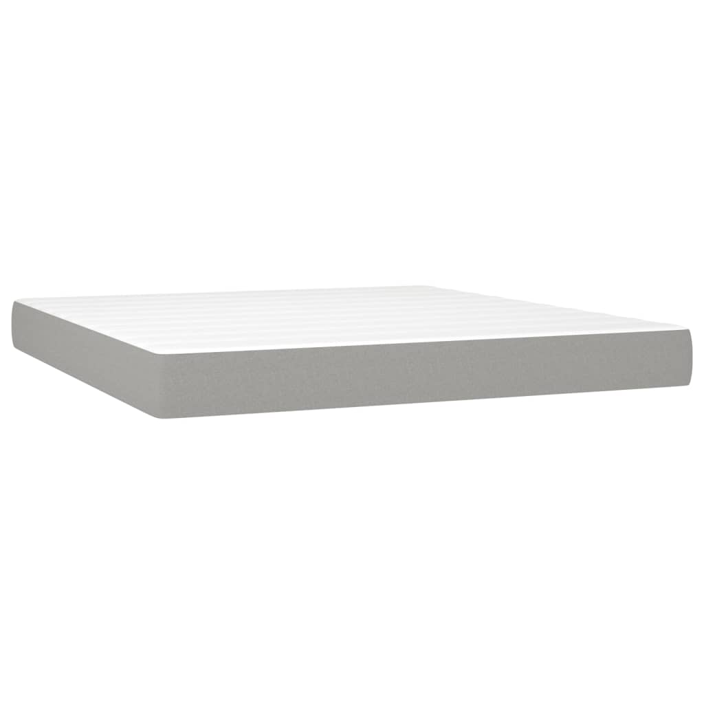 Krevet box spring s madracem LED svjetlosivi 180x200 cm tkanina