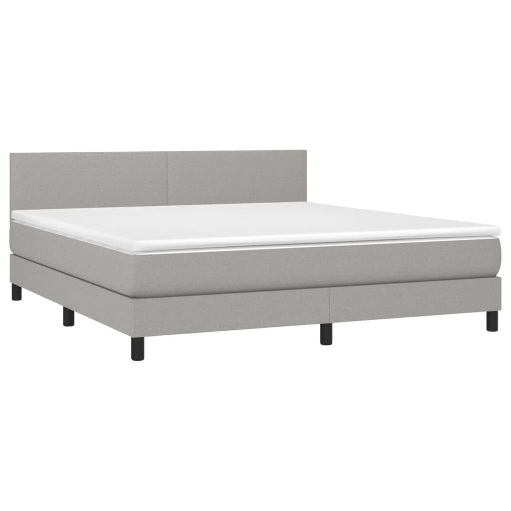 Krevet box spring s madracem LED svjetlosivi 180x200 cm tkanina