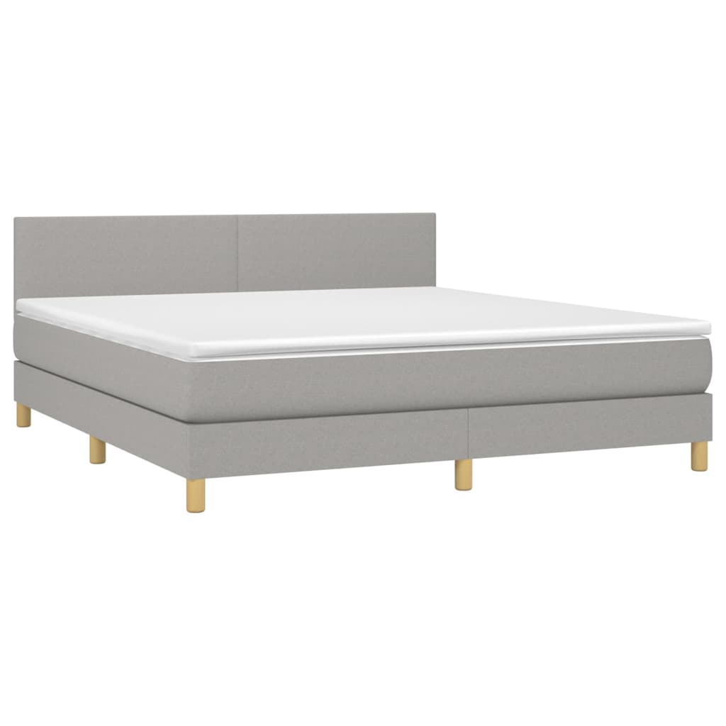 Krevet box spring s madracem LED svjetlosivi 180x200 cm tkanina