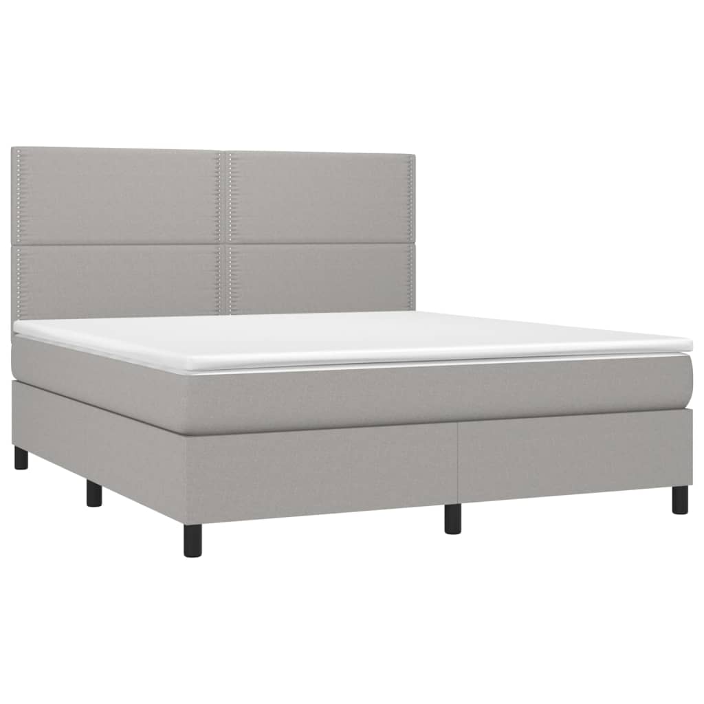Krevet box spring s madracem LED svjetlosivi 180x200 cm tkanina