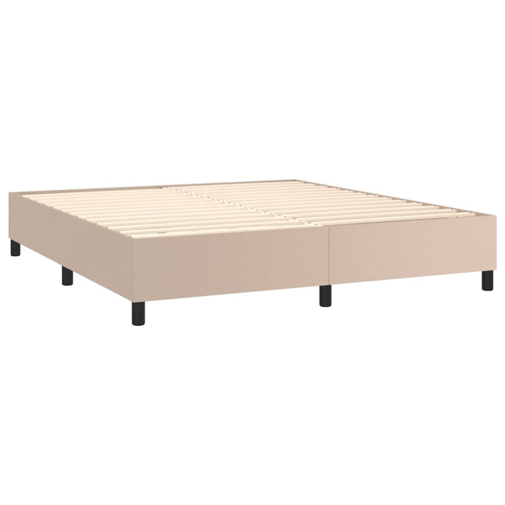 Krevet box spring madrac LED cappuccino 160x200cm umjetna koža