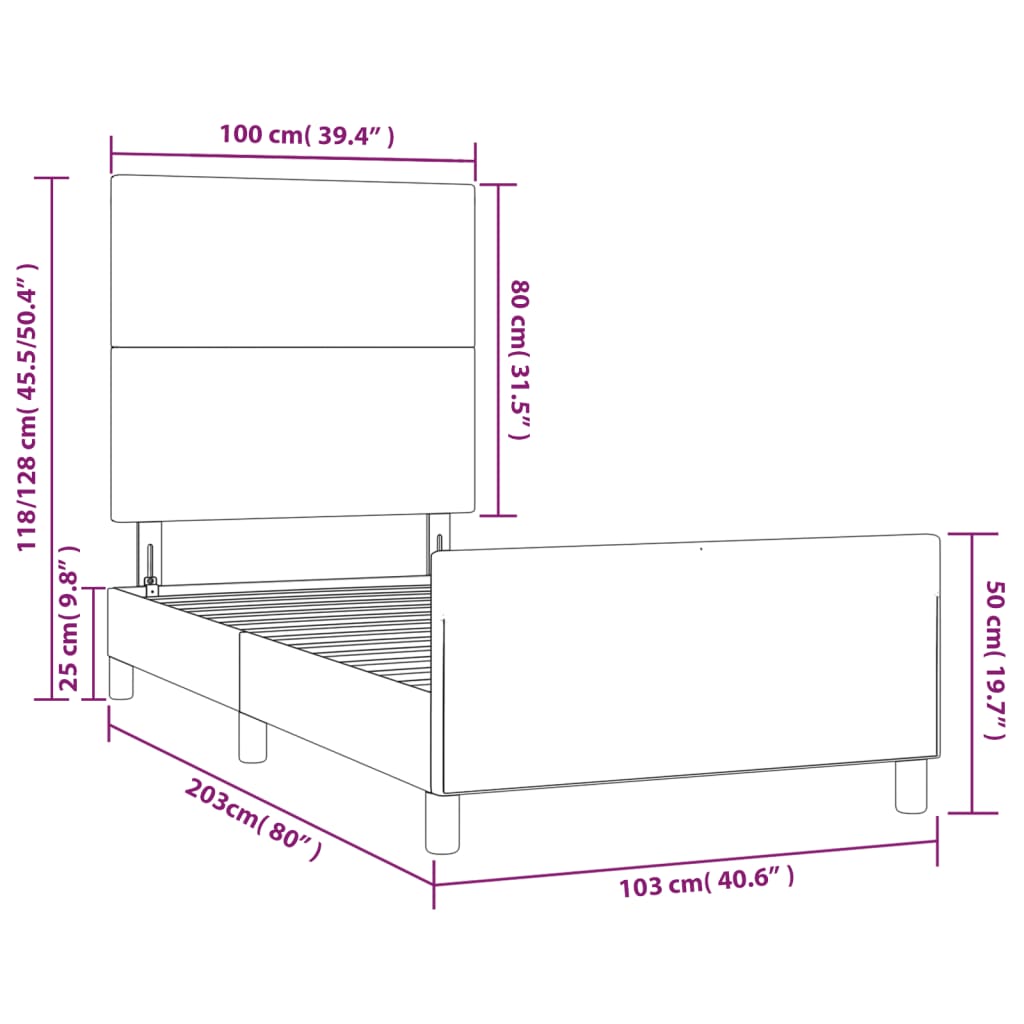 Okvir za krevet s uzglavljem bijeli 100x200 cm od umjetne kože