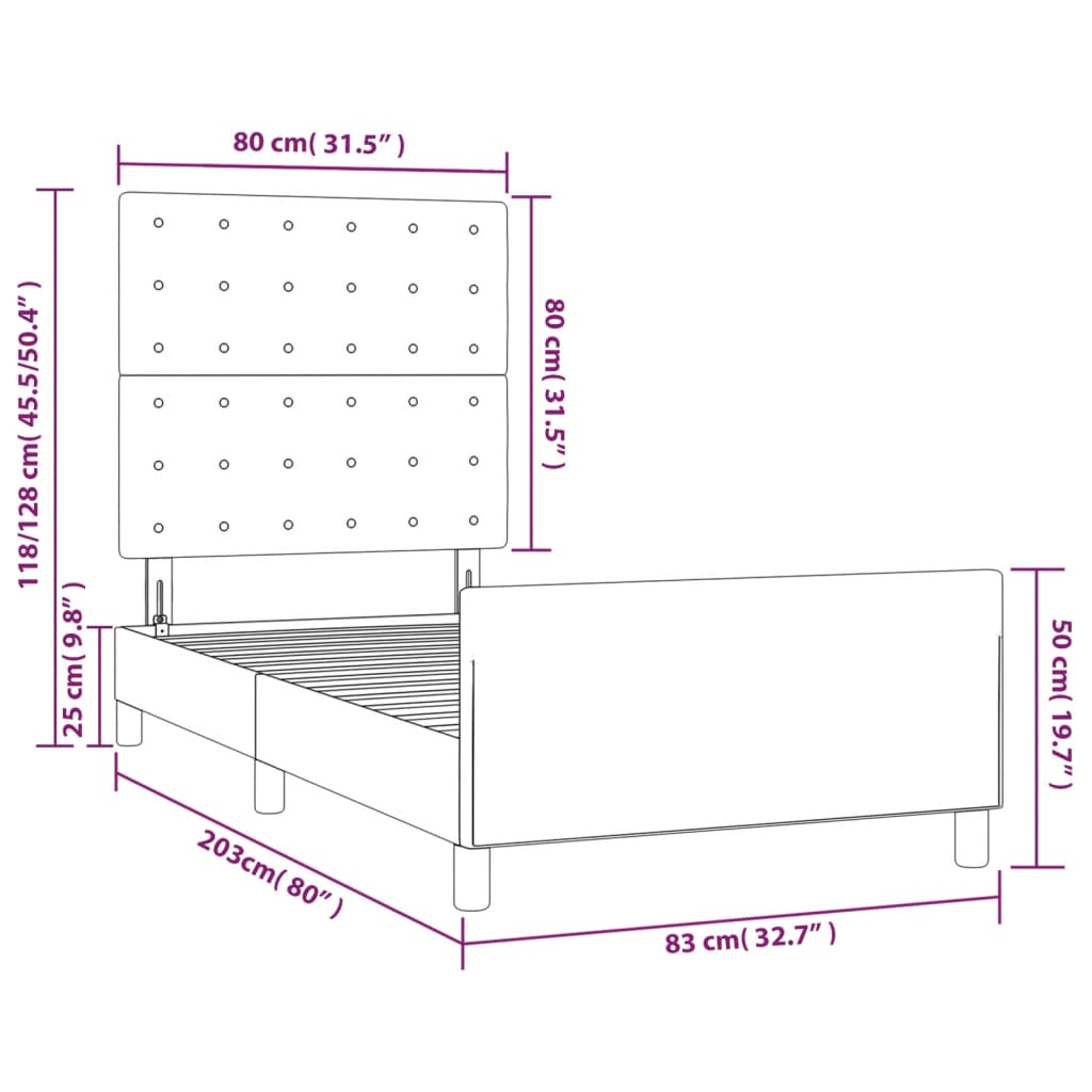 Okvir za krevet s uzglavljem cappuccino 80x200 cm umjetna koža