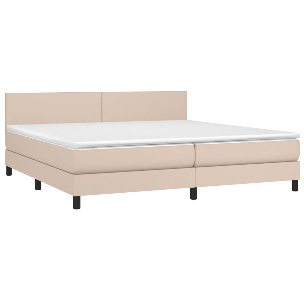 Krevet box spring s madracem cappuccino 200x200cm umjetna koža