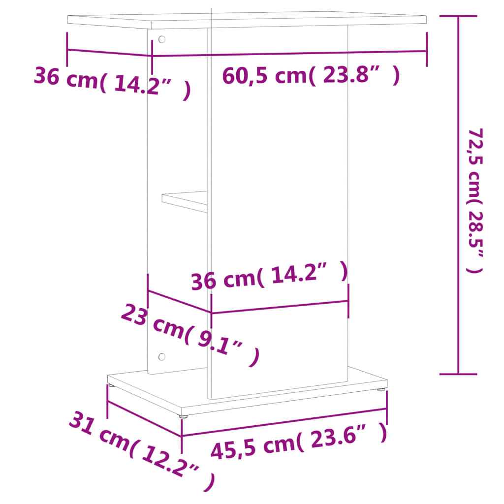 Stalak za akvarij sjajni bijeli 60,5 x 36 x 72,5 cm drveni