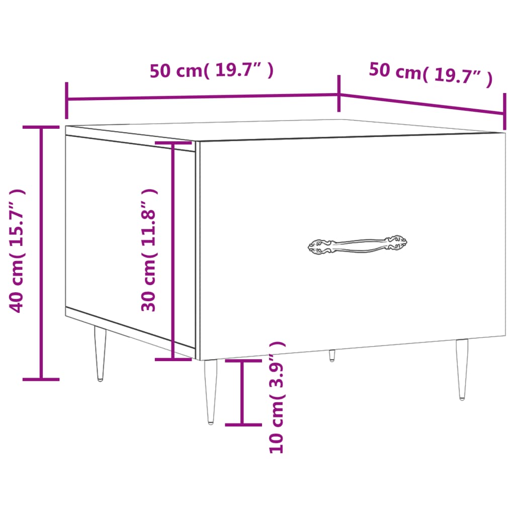 Stolići za kavu 2 kom boja hrast 50x50x40 cm konstruirano drvo