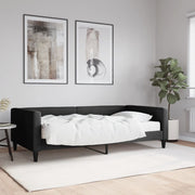 Dnevni krevet s madracem crni 100 x 200 cm od tkanine
