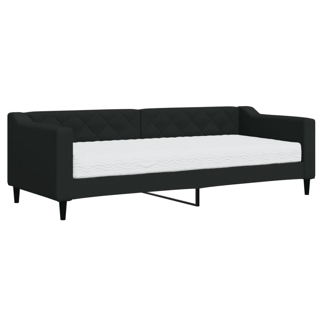 Dnevni krevet s madracem crni 80 x 200 cm od tkanine
