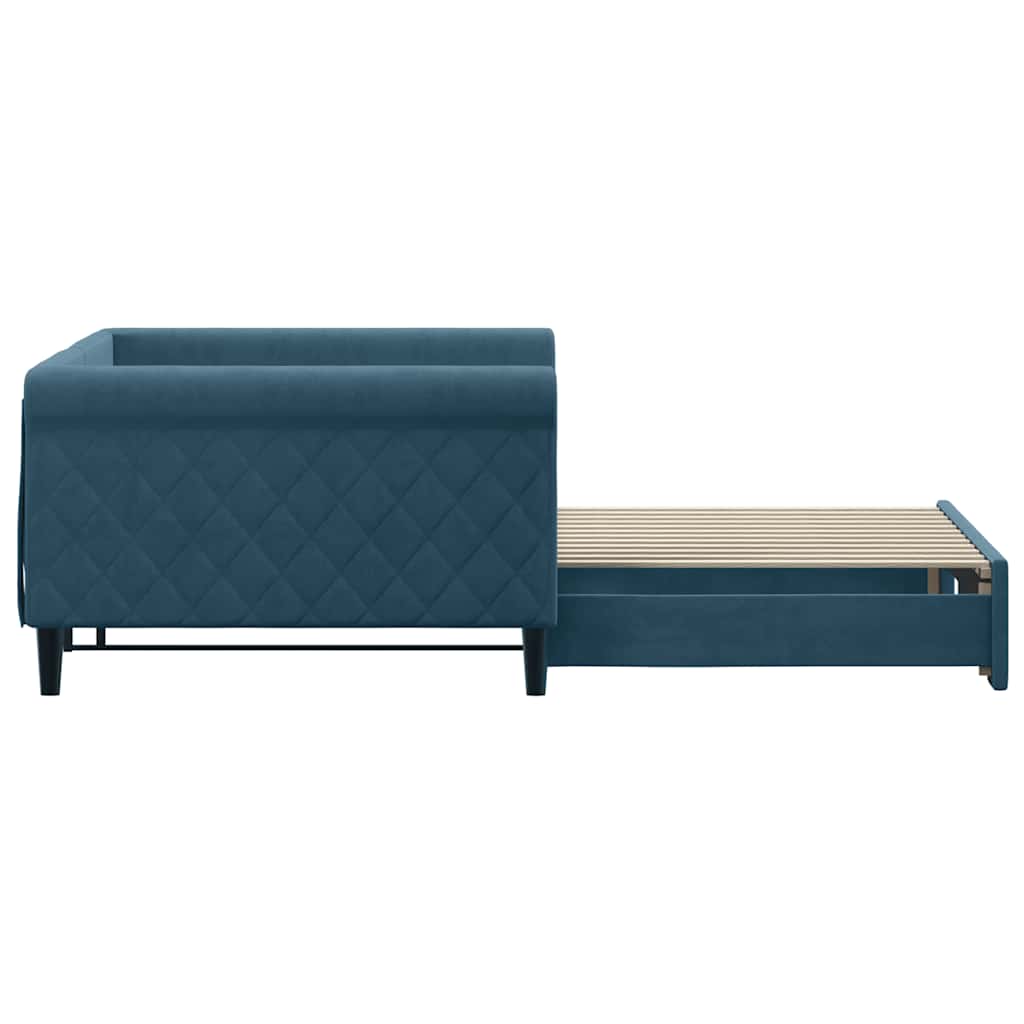 Dnevni krevet na razvlačenje plavi 100 x 200 cm baršunasti