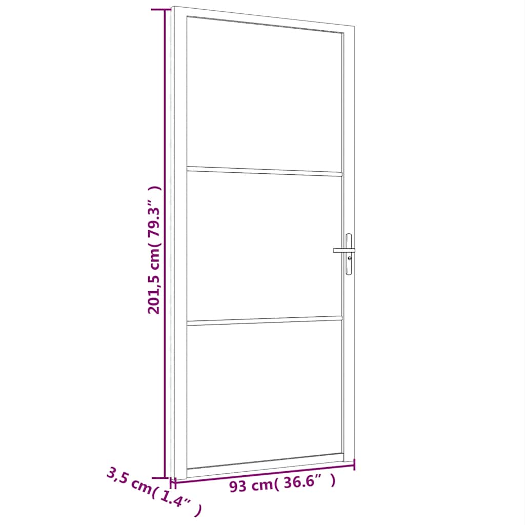 Unutarnja vrata 93 x 201,5 cm Bijela od ESG stakla i aluminija