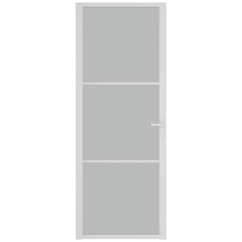 Unutarnja vrata 76 x 201,5 cm bijela od mat stakla i aluminija