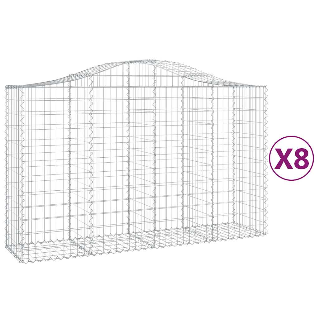 Lučne gabionske košare 8 kom 200x50x120/140cm pocinčano željezo