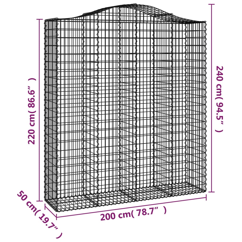 Lučne gabionske košare 8 kom 200x50x220/240cm pocinčano željezo