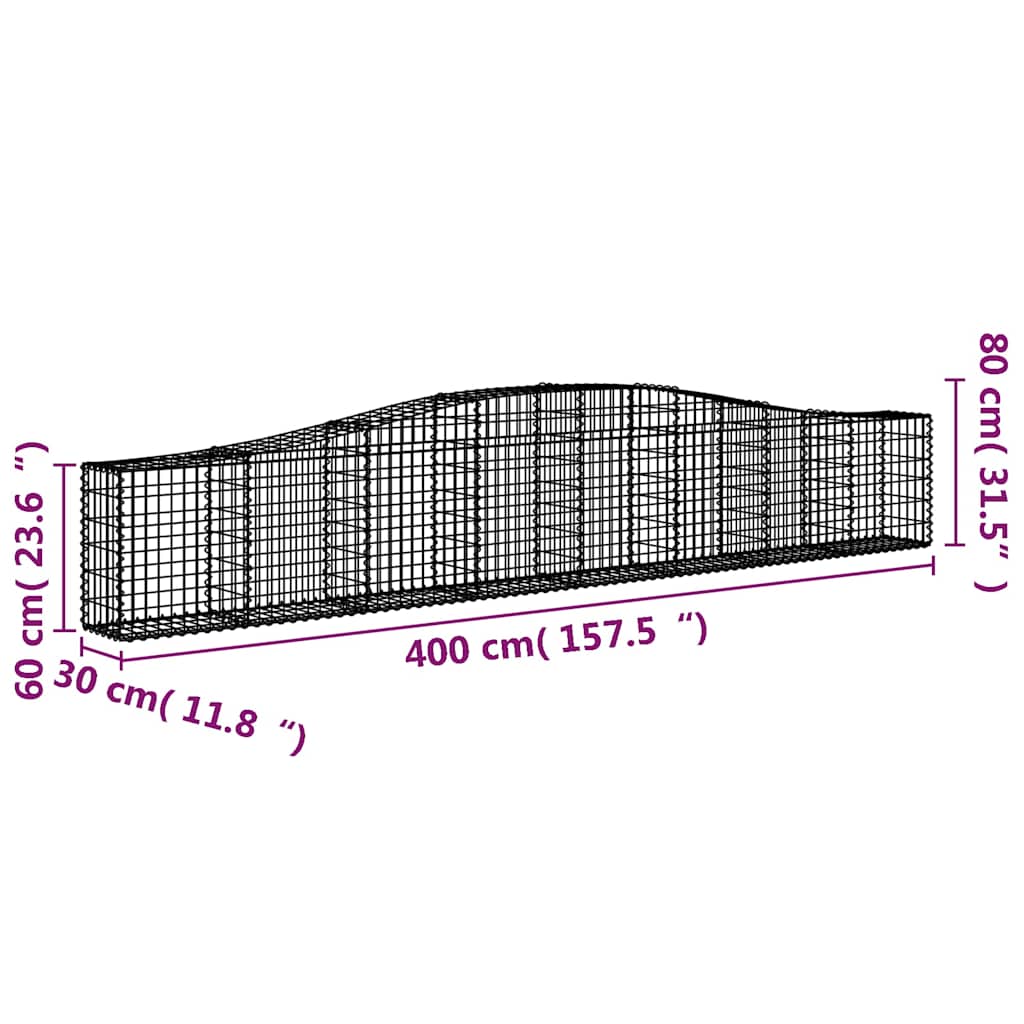 Lučne gabionske košare 3 kom 400x30x60/80 cm pocinčano željezo
