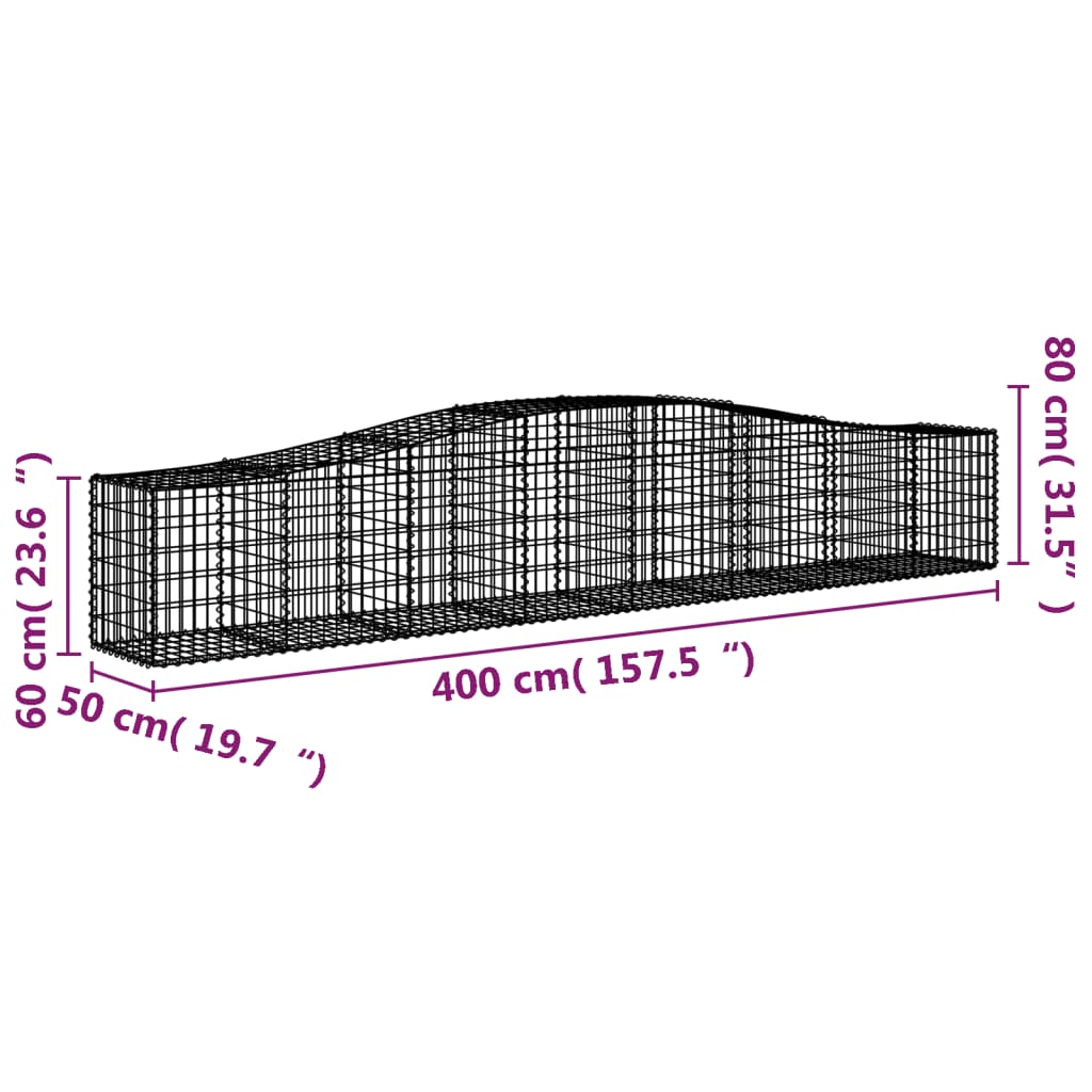 Lučne gabionske košare 5 kom 400x50x60/80 cm pocinčano željezo