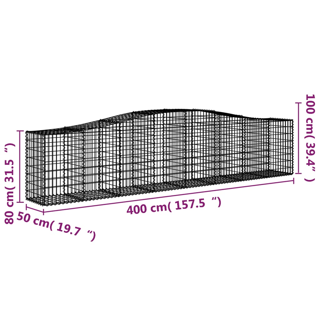 Lučne gabionske košare 3 kom 400x50x80/100 cm pocinčano željezo