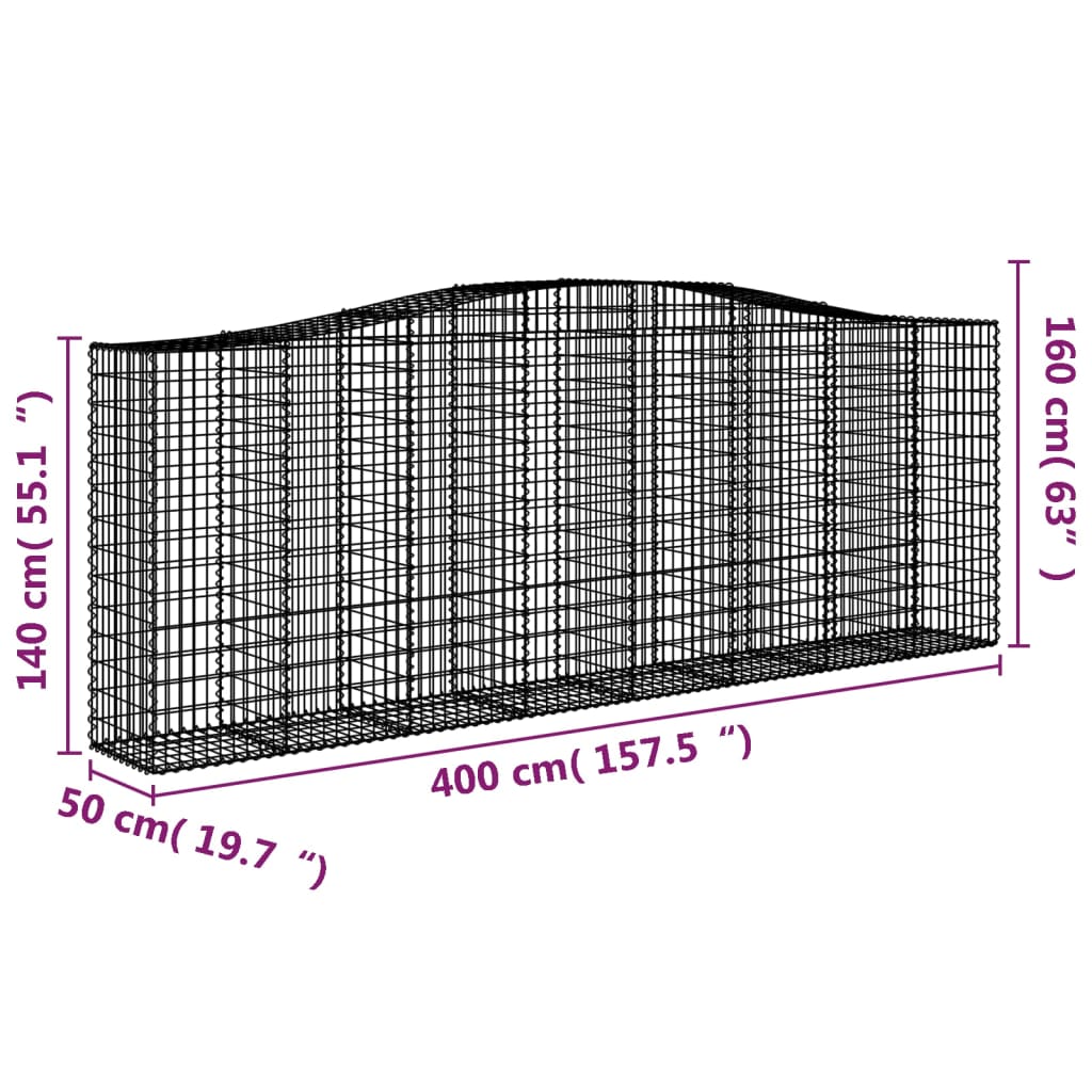 Lučne gabionske košare 10kom 400x50x140/160cm pocinčano željezo