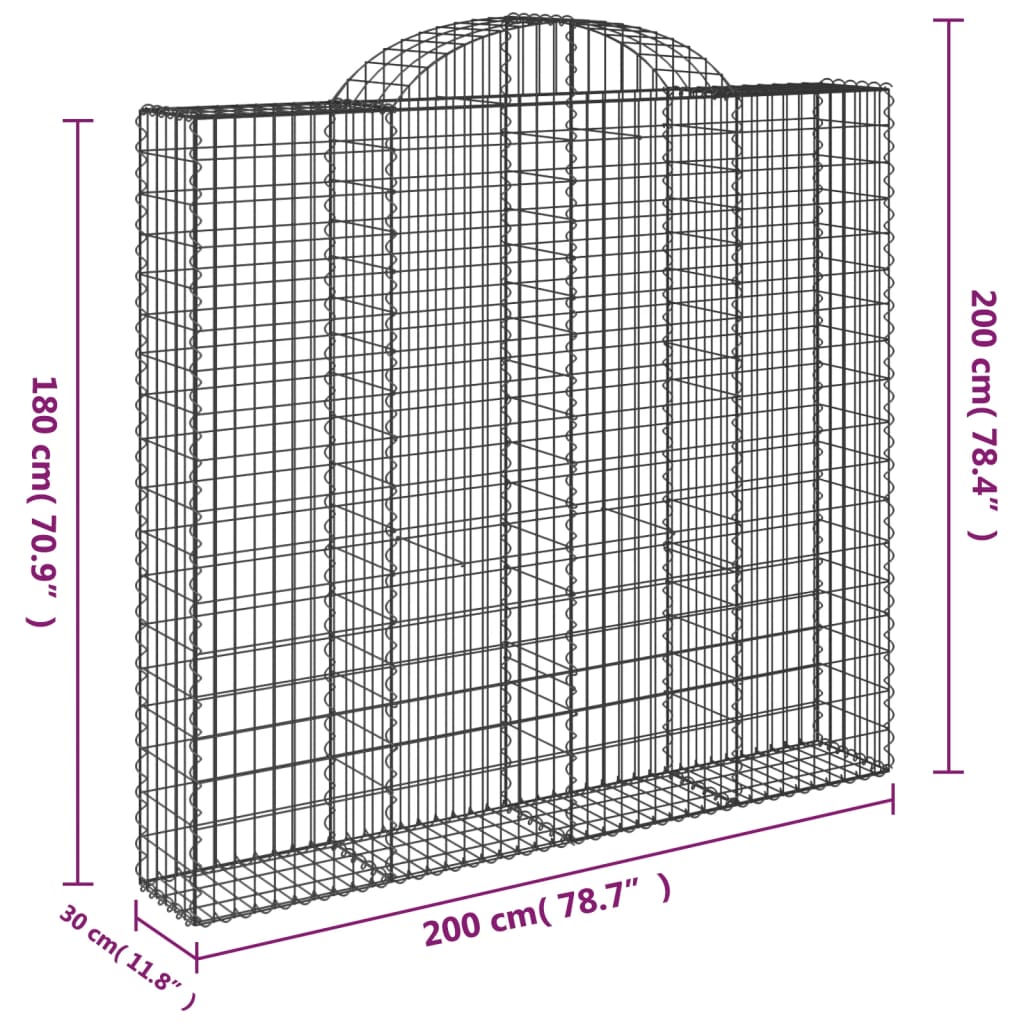 Lučne gabionske košare 6 kom 200x30x180/200cm pocinčano željezo