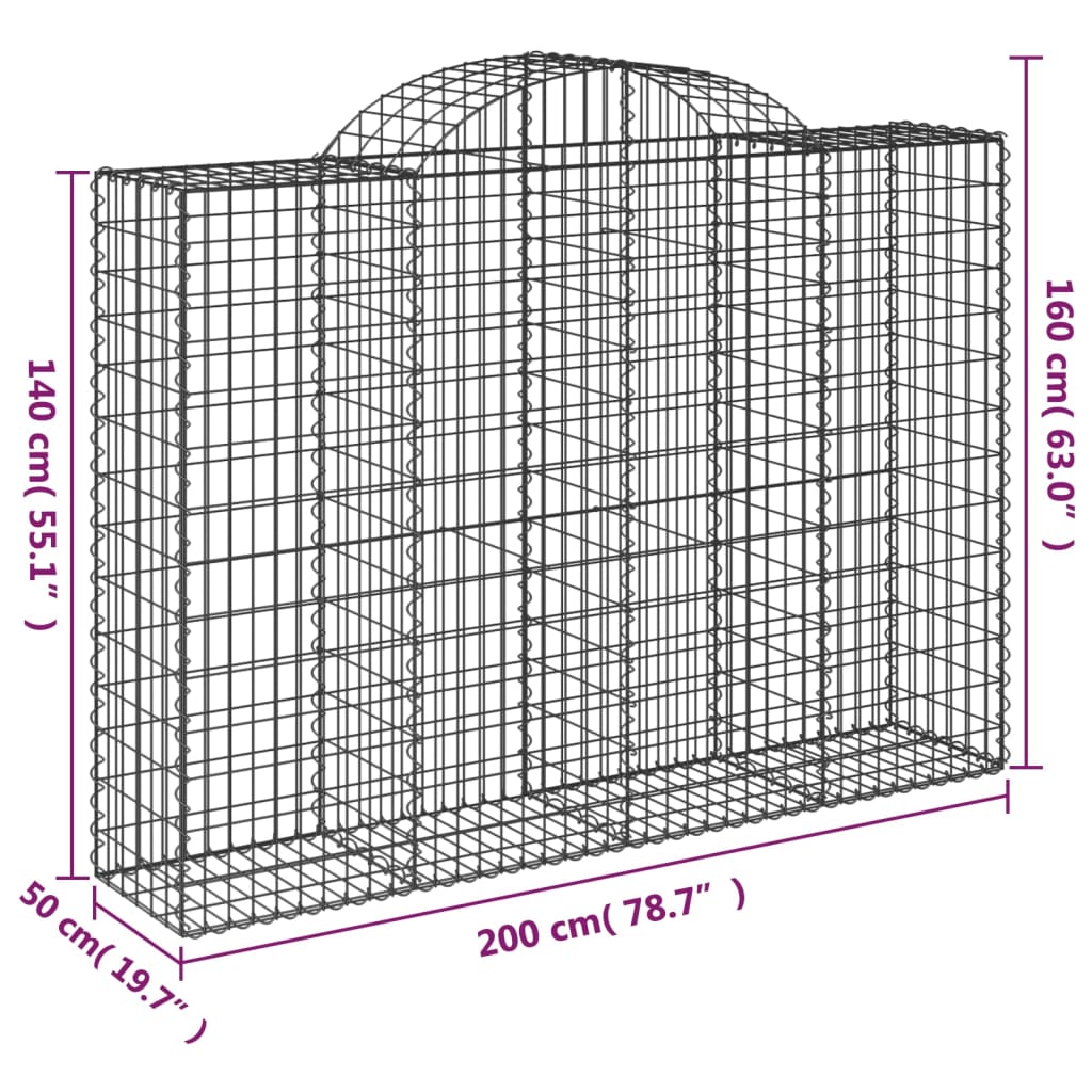 Lučne gabionske košare 3 kom 200x50x140/160cm pocinčano željezo