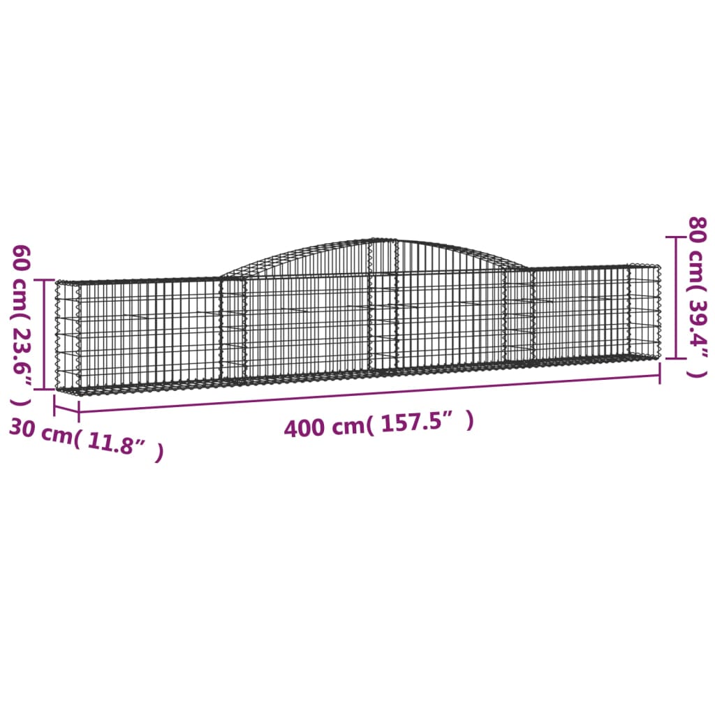 Lučne gabionske košare 2 kom 400x30x60/80 cm pocinčano željezo