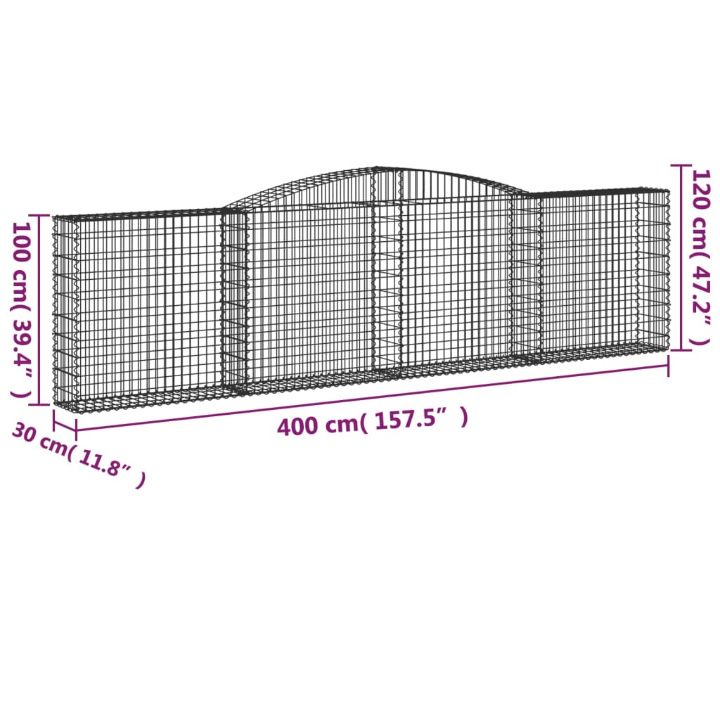 Lučne gabionske košare 15kom 400x30x100/120cm pocinčano željezo