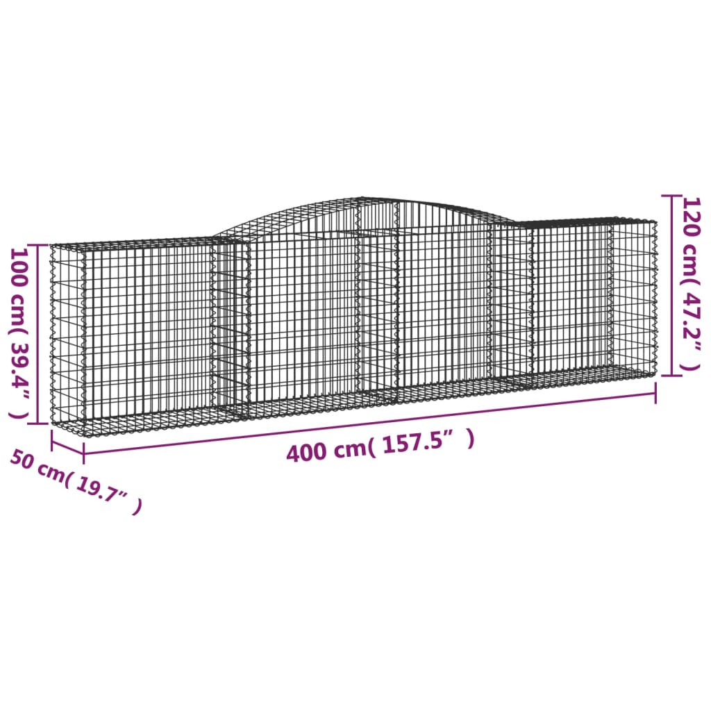 Lučne gabionske košare 10kom 400x50x100/120cm pocinčano željezo