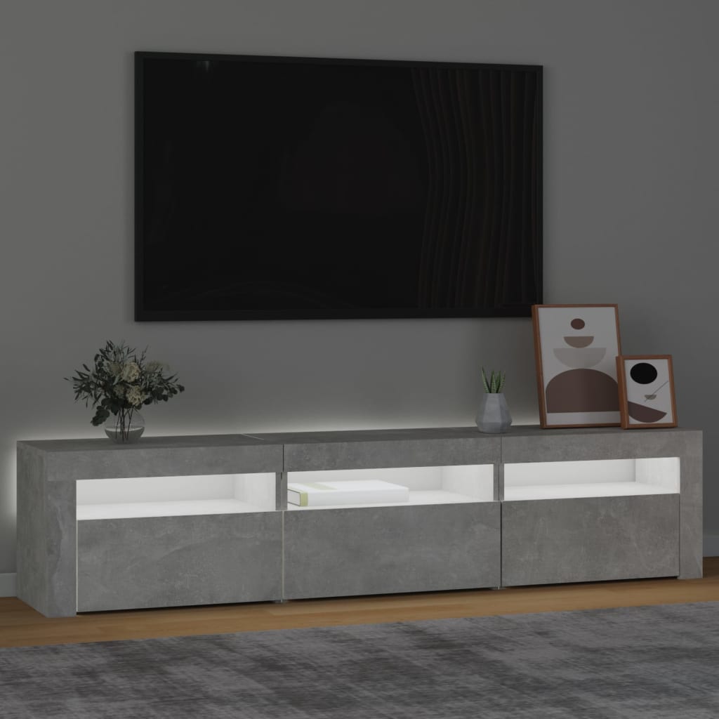 TV ormarić s LED svjetlima siva boja betona 180x35x40 cm
