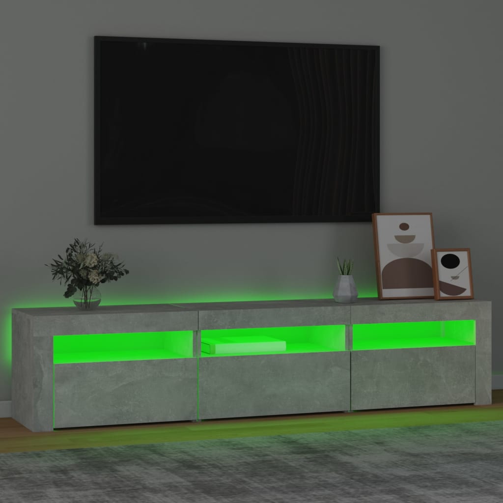 TV ormarić s LED svjetlima siva boja betona 180x35x40 cm